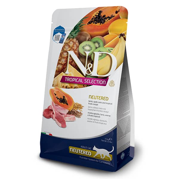 FARMINA N&D CAT LG TROPICAL LAMB NEUTERED kaķu barība Jērs 4kg